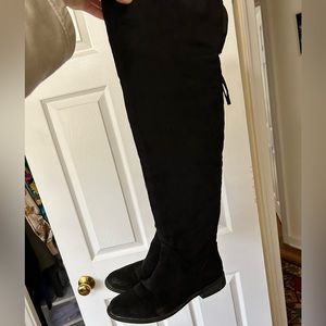 Thigh high black boots, zip up, size 9